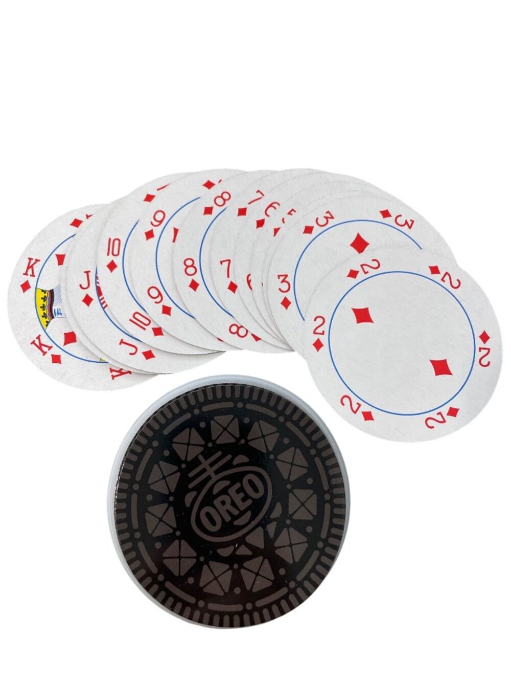 Vintage Oreo Circular Playing Cards Black White Compact Case Design Collectible